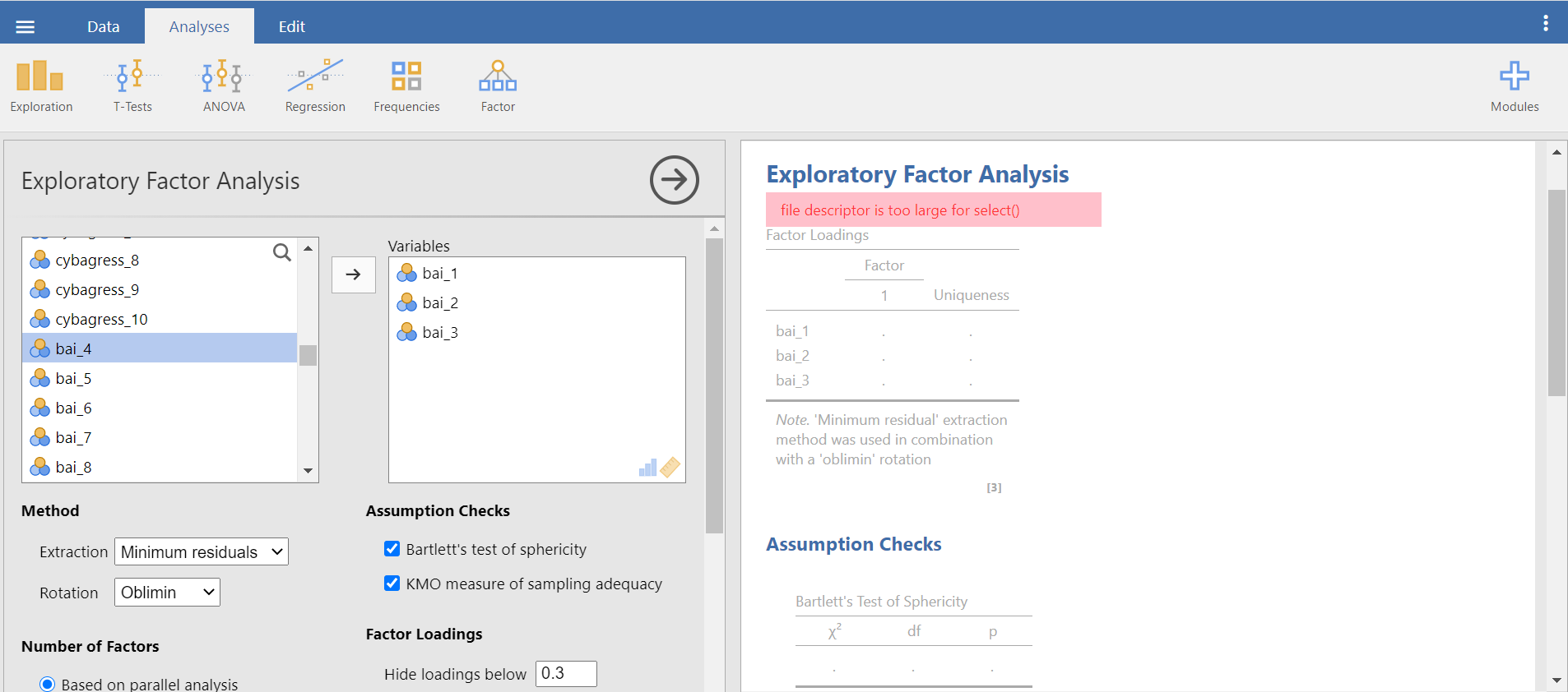 JAMOVI cloud with "file descriptors is "too large" for select" error