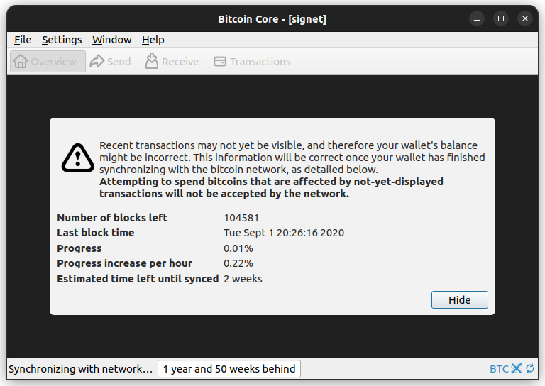 synchronizing with network