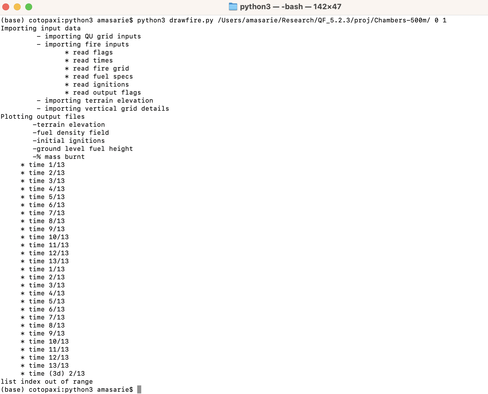Plotting perc_massburnt index out of range, what am I doing wrong