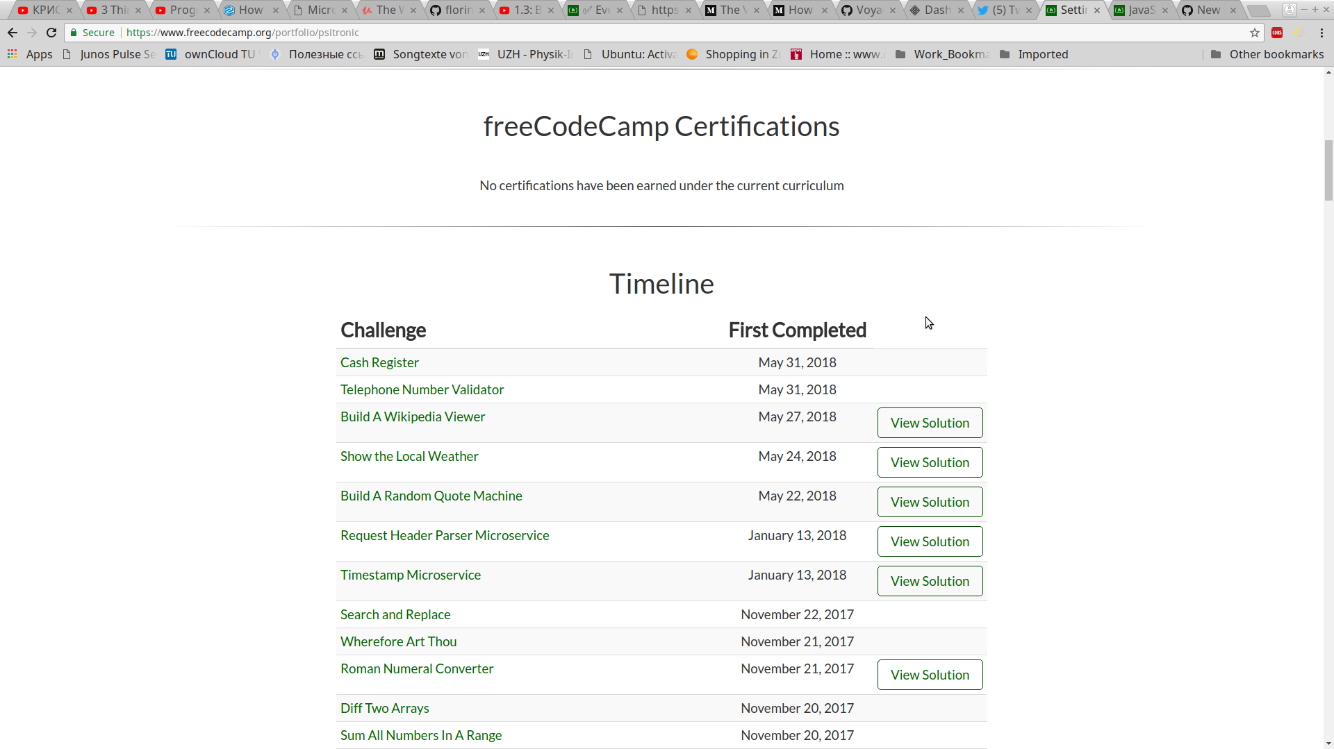 No solutions and certificates · Issue #17330 · freeCodeCamp ...