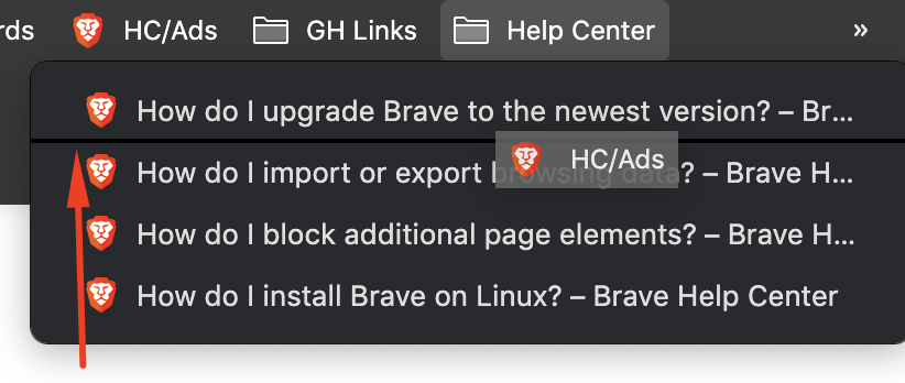 Bookmark separator is difficult to see in dark mode on bookmarks bar ...