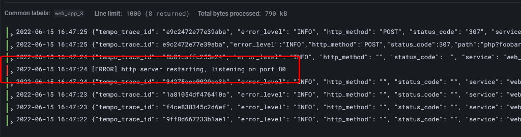 LogQL JSON parser shows JSONParserErr for all messages if one error ...