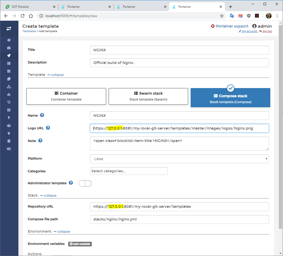 Portainer Template support localhost (127 0 0 1) · Issue #3553