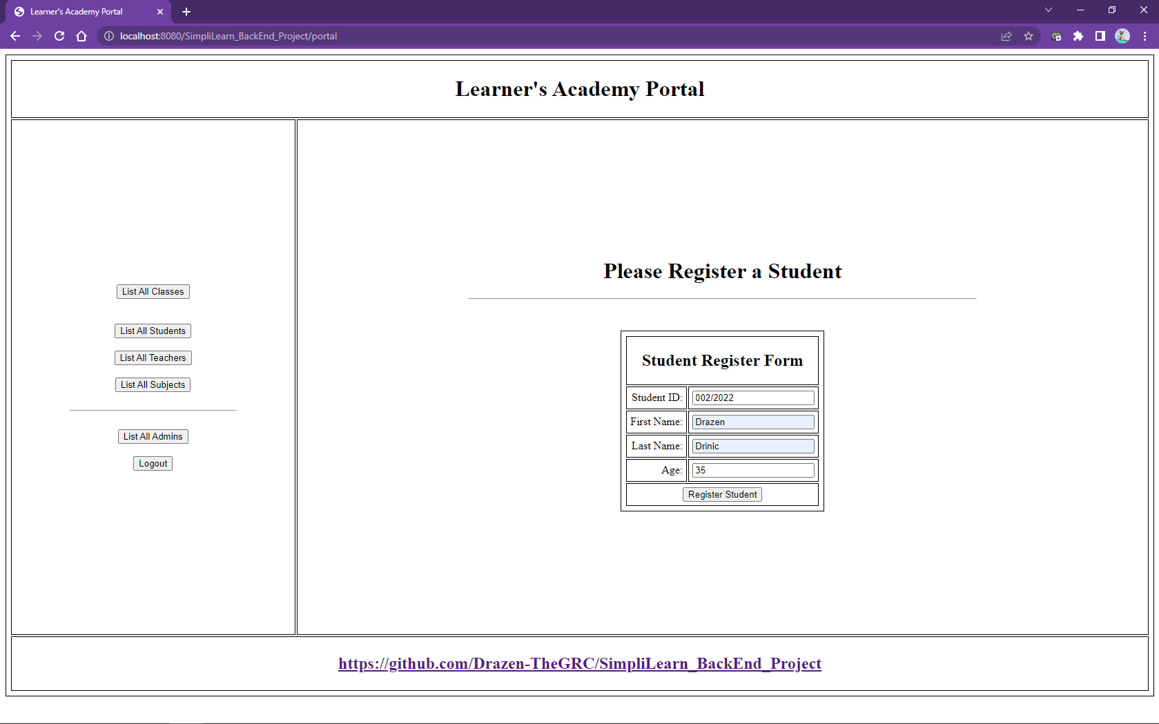 GitHub - Drazen-TheGRC/SimpliLearn_BackEnd_Project: SimpliLearn phase 2 ...