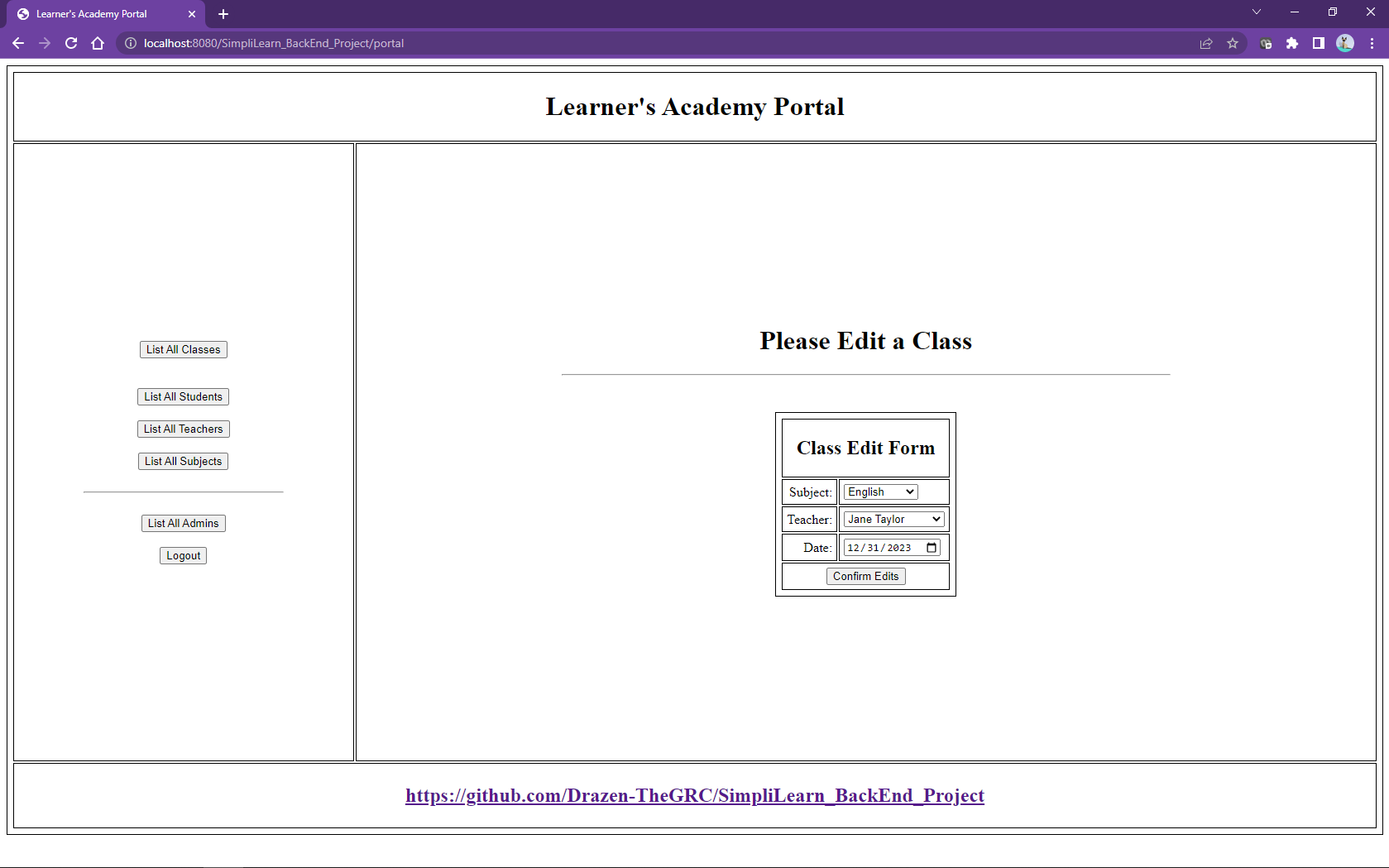 GitHub - Drazen-TheGRC/SimpliLearn_BackEnd_Project: SimpliLearn phase 2 ...