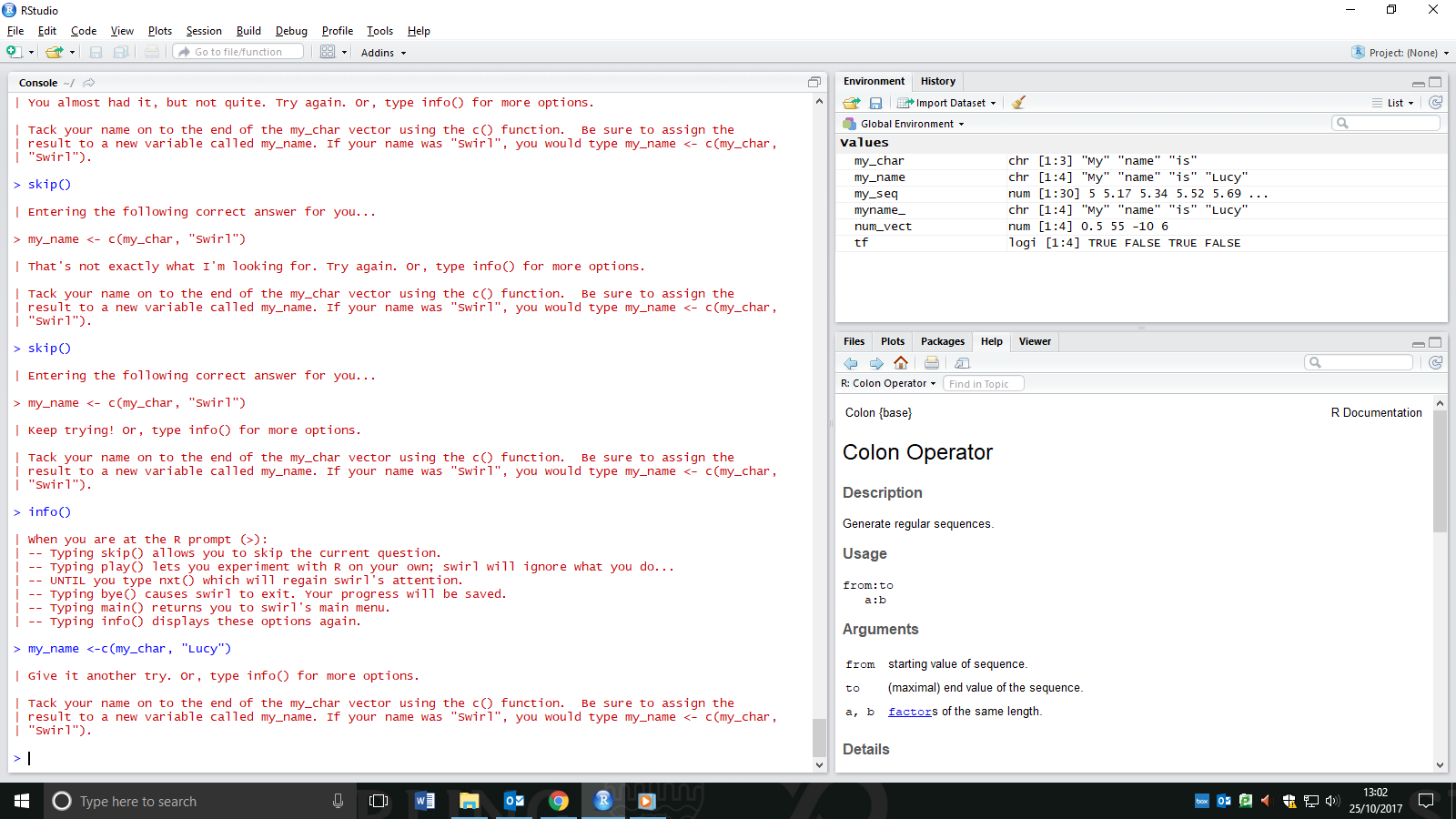 Issue in lesson 4: vectors · Issue #648 · swirldev/swirl · GitHub