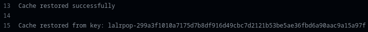 Cache restored from key: lalrpop-299a3f1010a7175d7b8df916d49cbc7d2121b53be5ae36fbd6a90aac9a15a97f