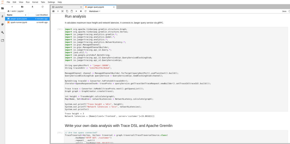 Jupyter notebook for loading data from jaeger-query.