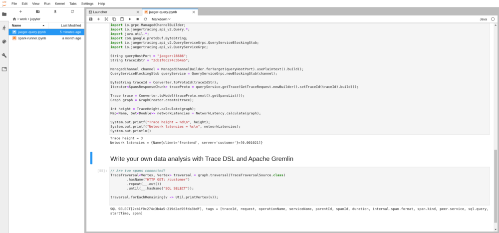 Jupyter notebook for loading data from jaeger-query.