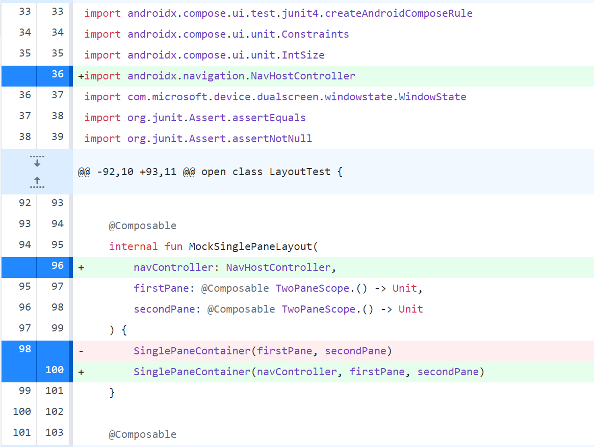 Update TwoPaneLayout to take external navController as parameter by ...