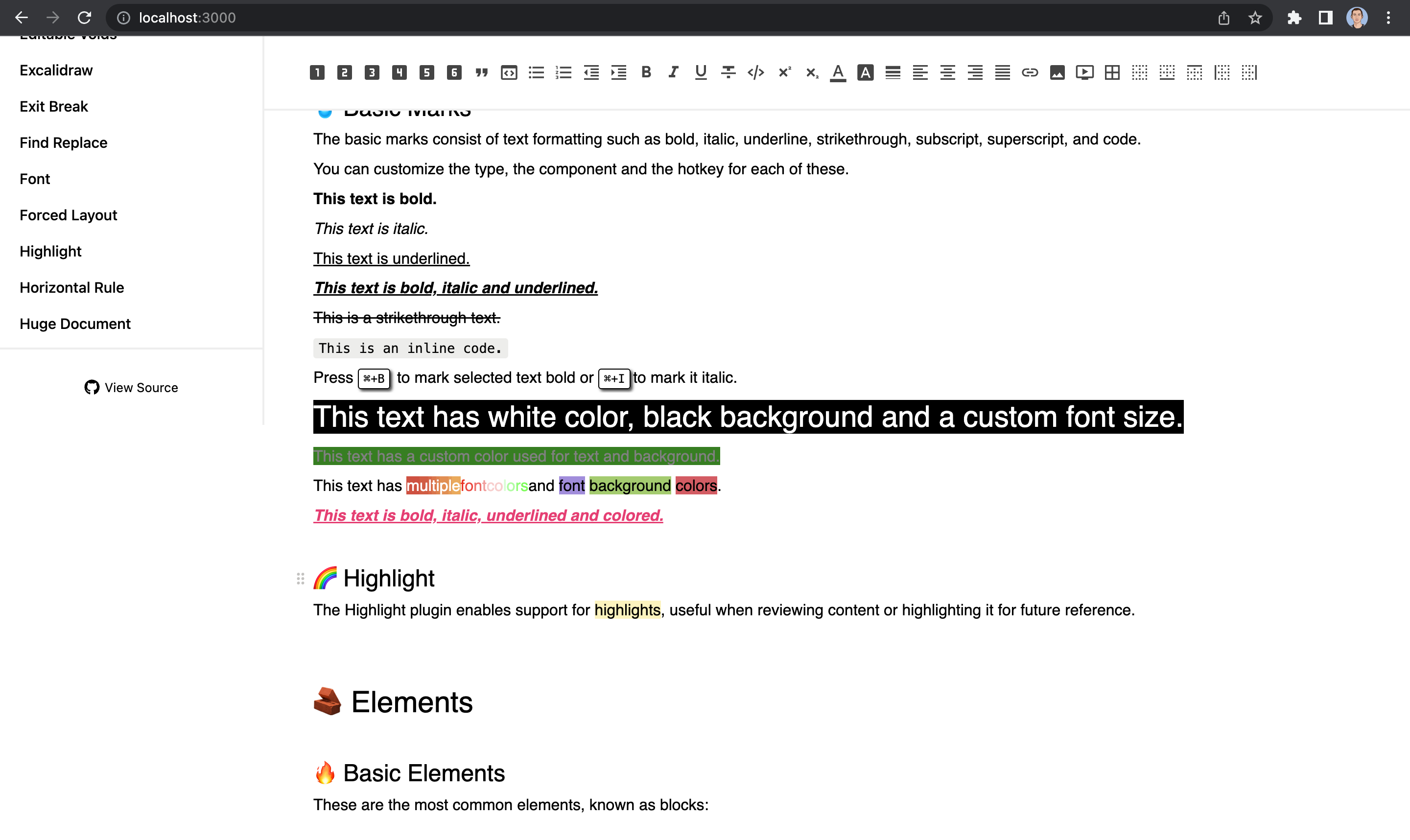 Fix height of editor examples to prevent scrolling of left sidebar by
