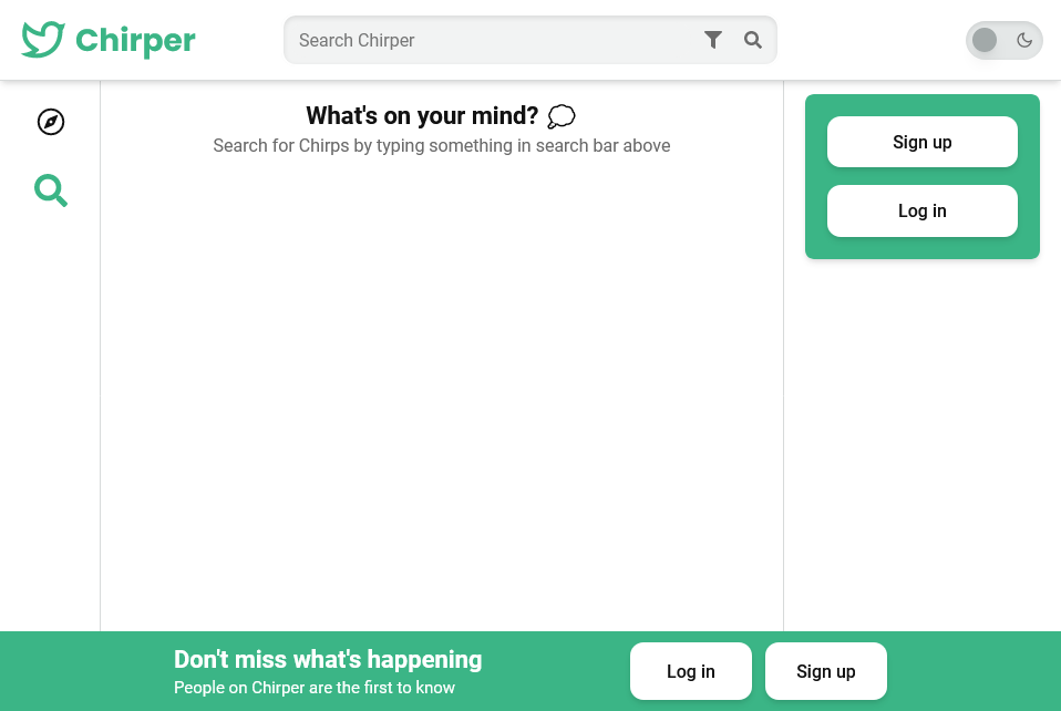Chirper search page