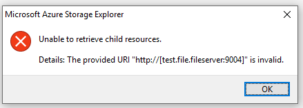Invalid url when using custom port with custom endpoint suffix for File ...