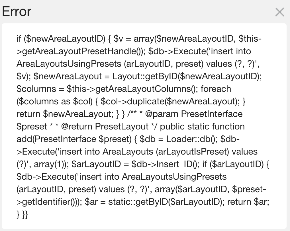 Adding a layout preset before its loaded displays an error message ...