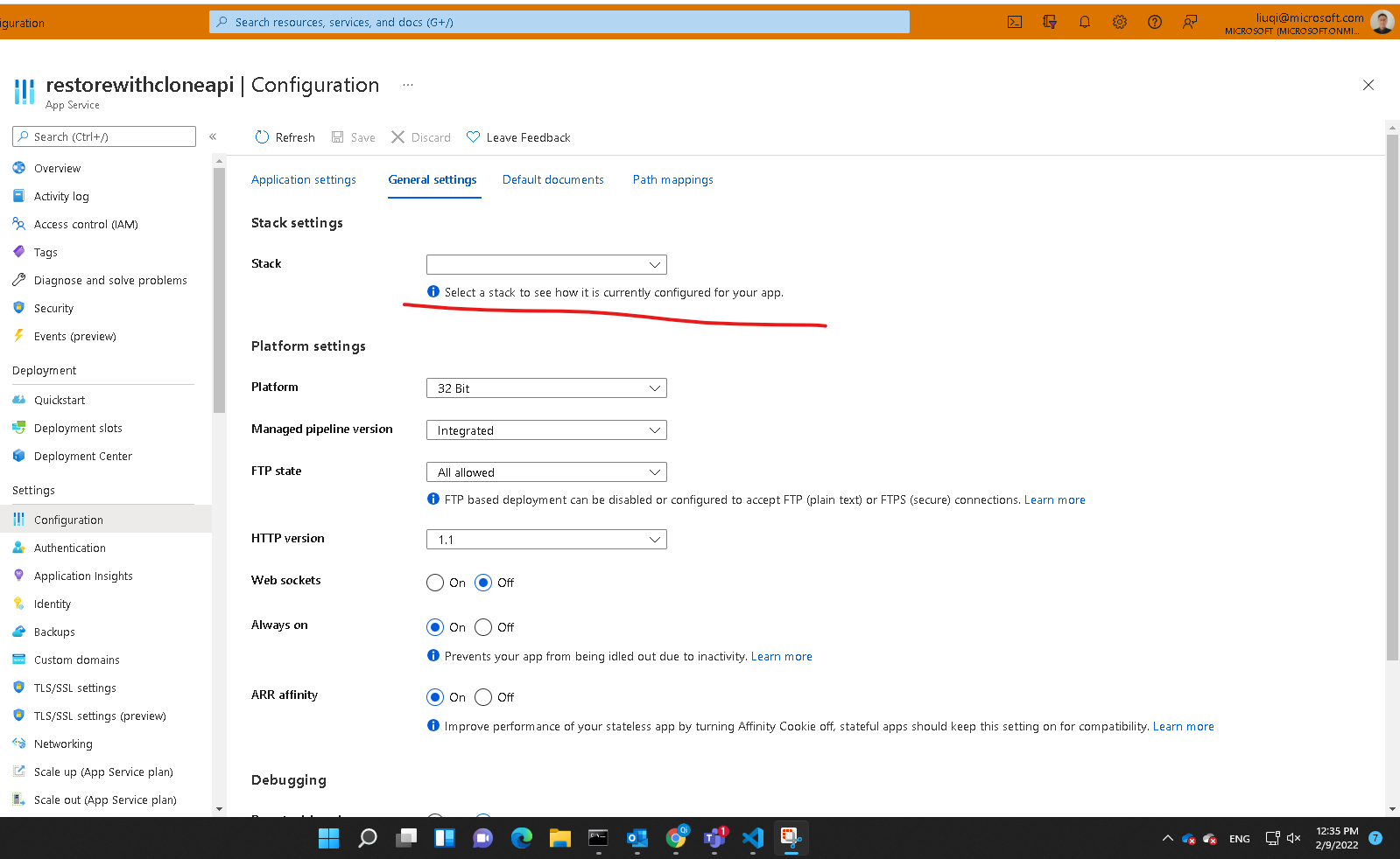 #AB12104205 Set stack as empty if the windows code app does not have ...