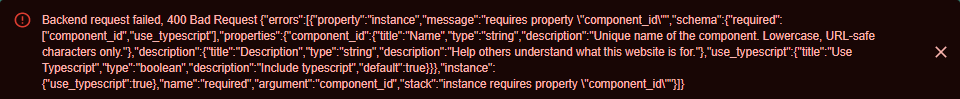 Input validation of required fields when creating new component · Issue ...