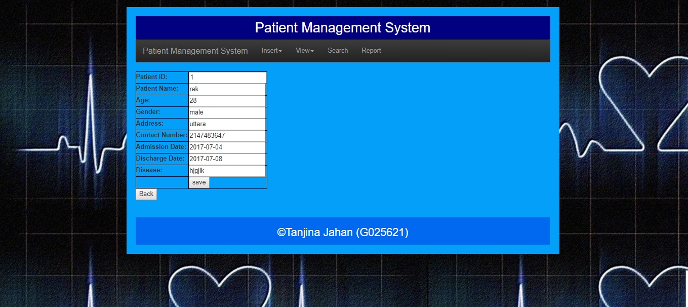 Github Tanjinajahan Patient Management System