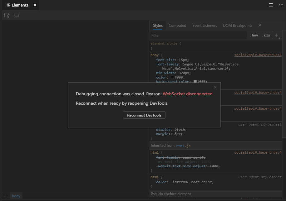 Closing a tab does not close the Elements tool in VS Code · Issue #42 ...