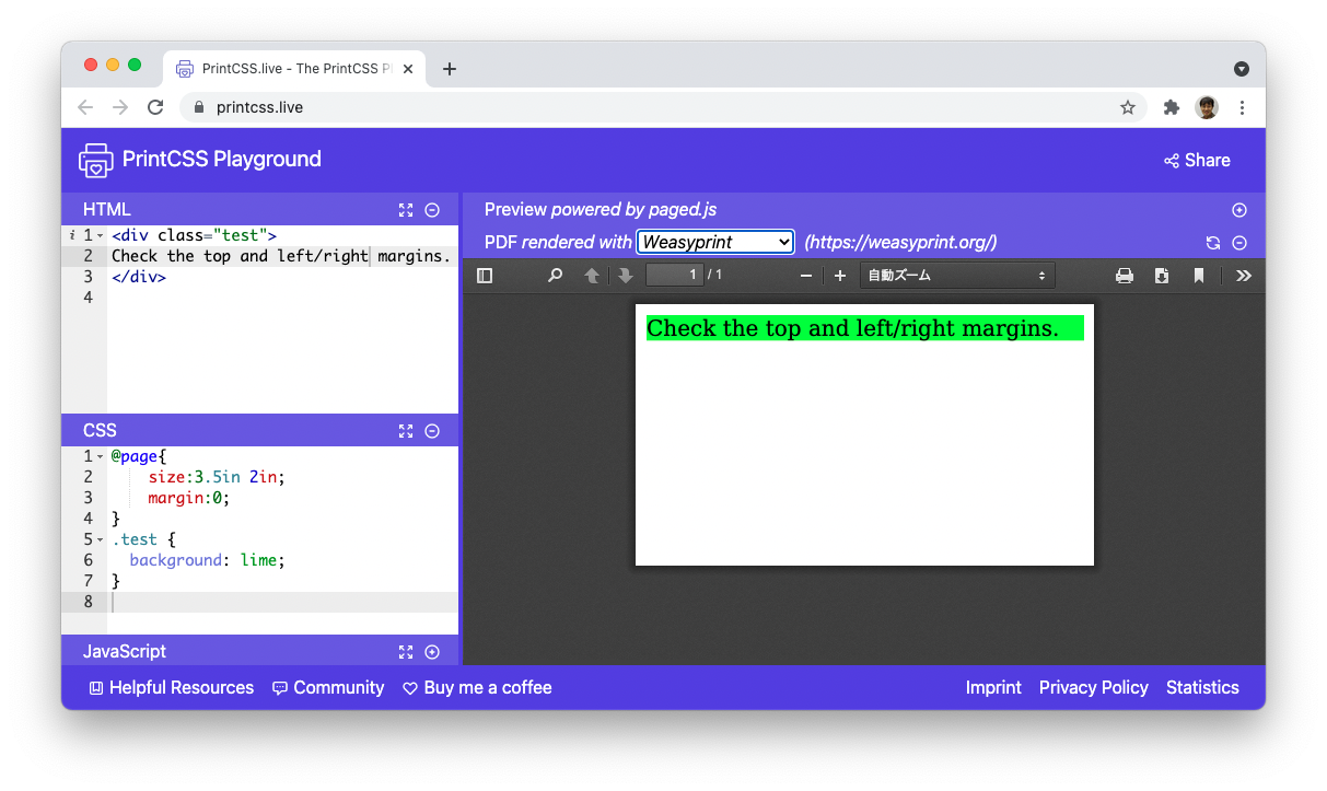 Default body margin should be 0 in paged media · Issue 776