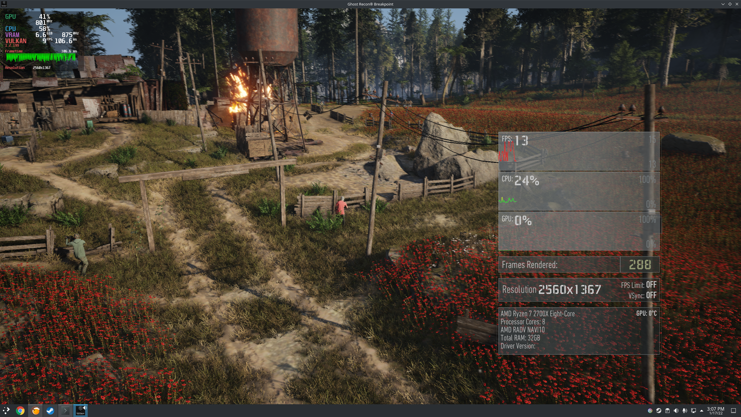 Screenshot of benchmark