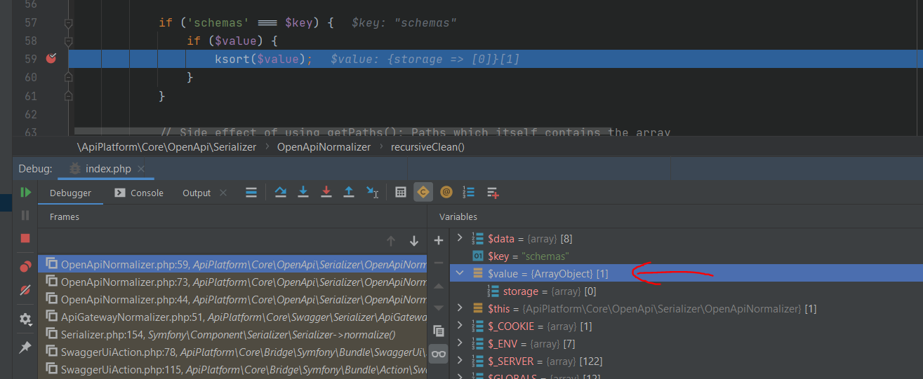 ksort() expects parameter 1 to be array, object given