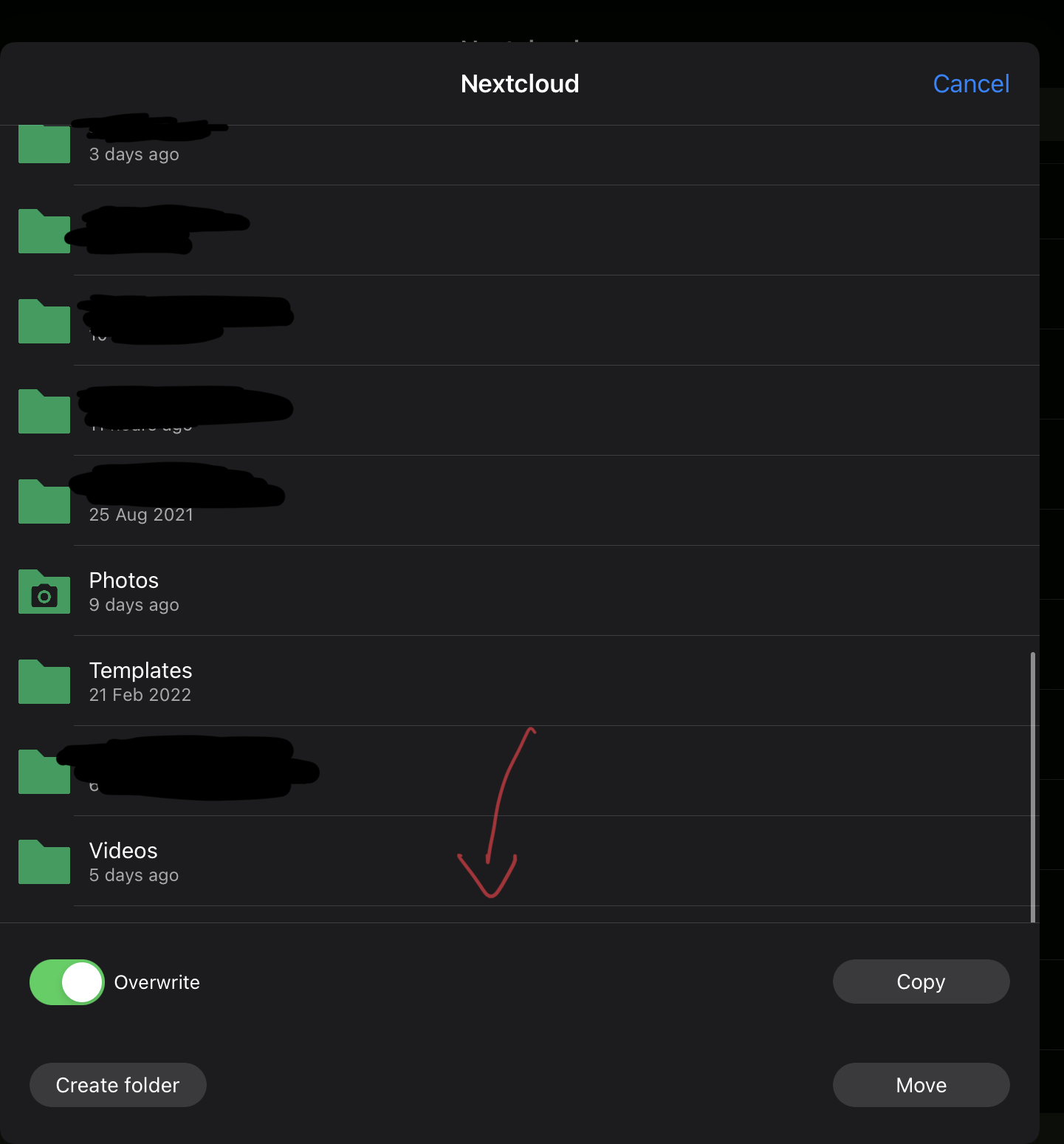 Move/copy dialog: bottom item hidden · Issue #2016 · nextcloud/ios · GitHub
