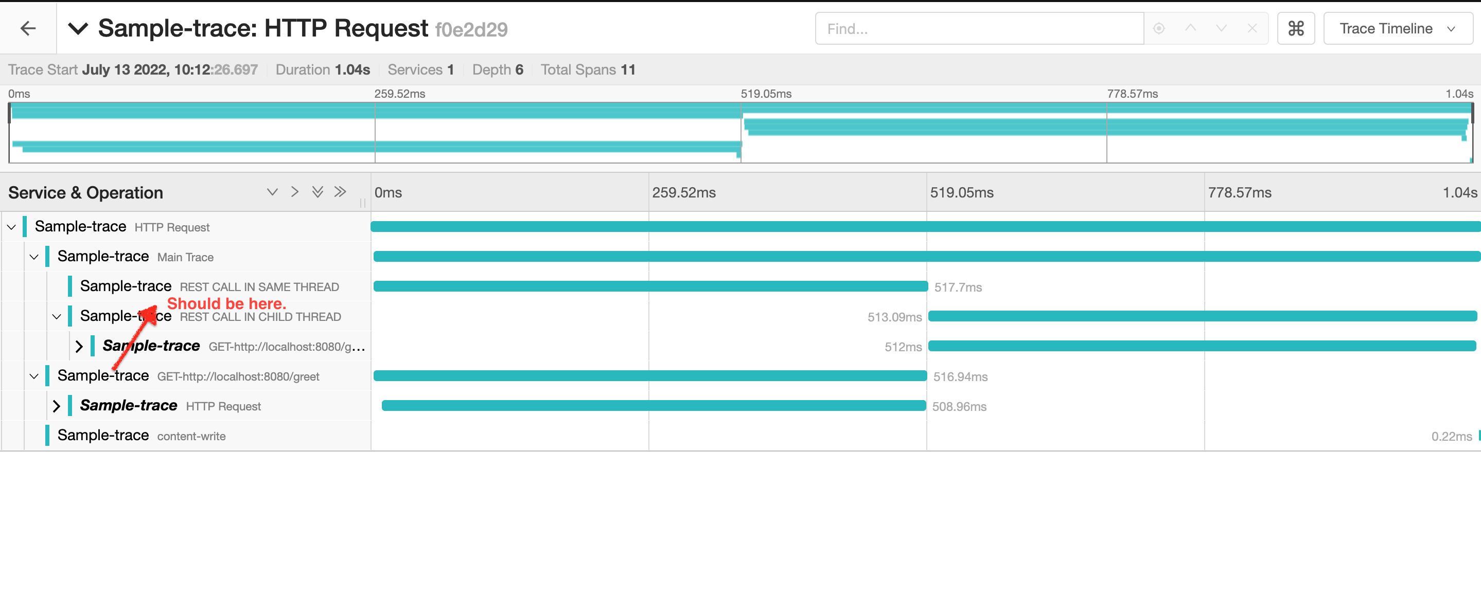 Client trace span in coming in wrong order in jaeger · Issue 4524