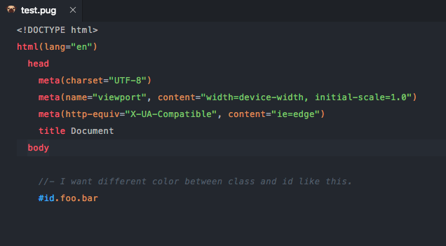 Different color between class and id in pug file. · Issue #113 ...