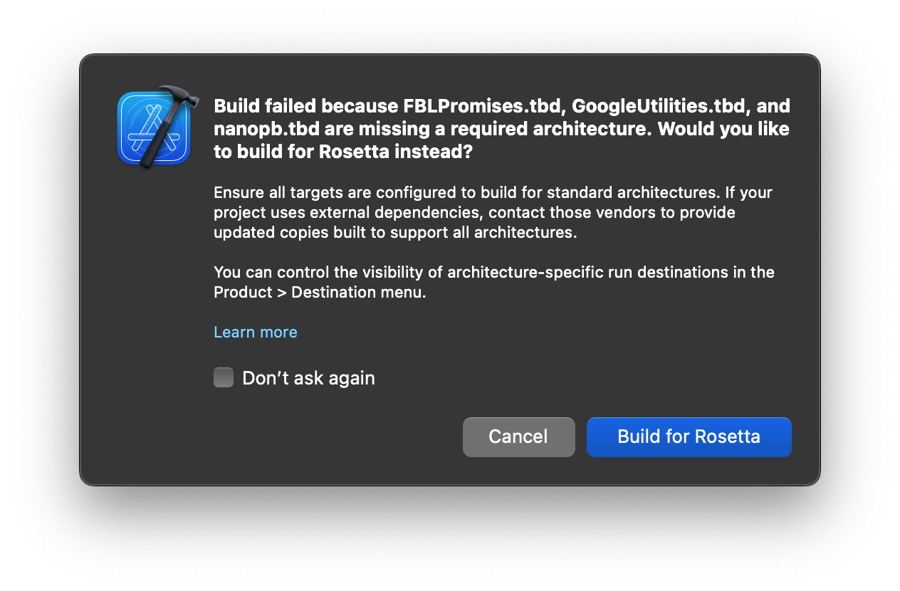 GoogleMobileAdsMediationFacebook changes project's target excluded