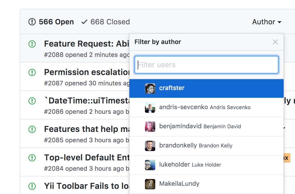 Feature Request: Ability to see an author's entries quickly · Issue ...