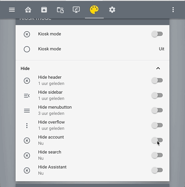 3-dots disappear when toggling a Kiosk mode selector in narrow view ...
