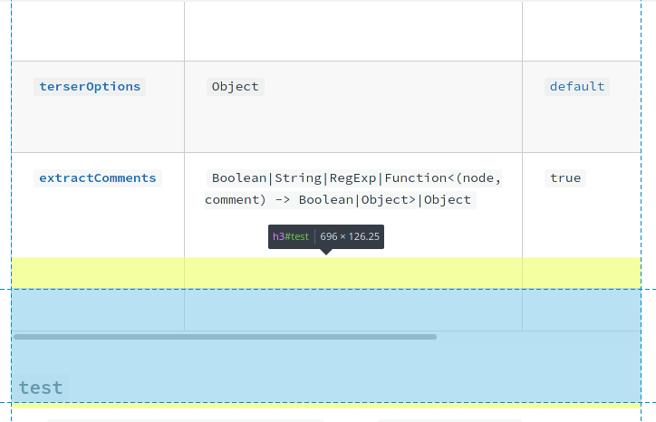 Screenshot of page with dev tools