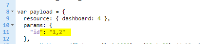 Dashboard Embedded. Error passing various parameters when using a list ...