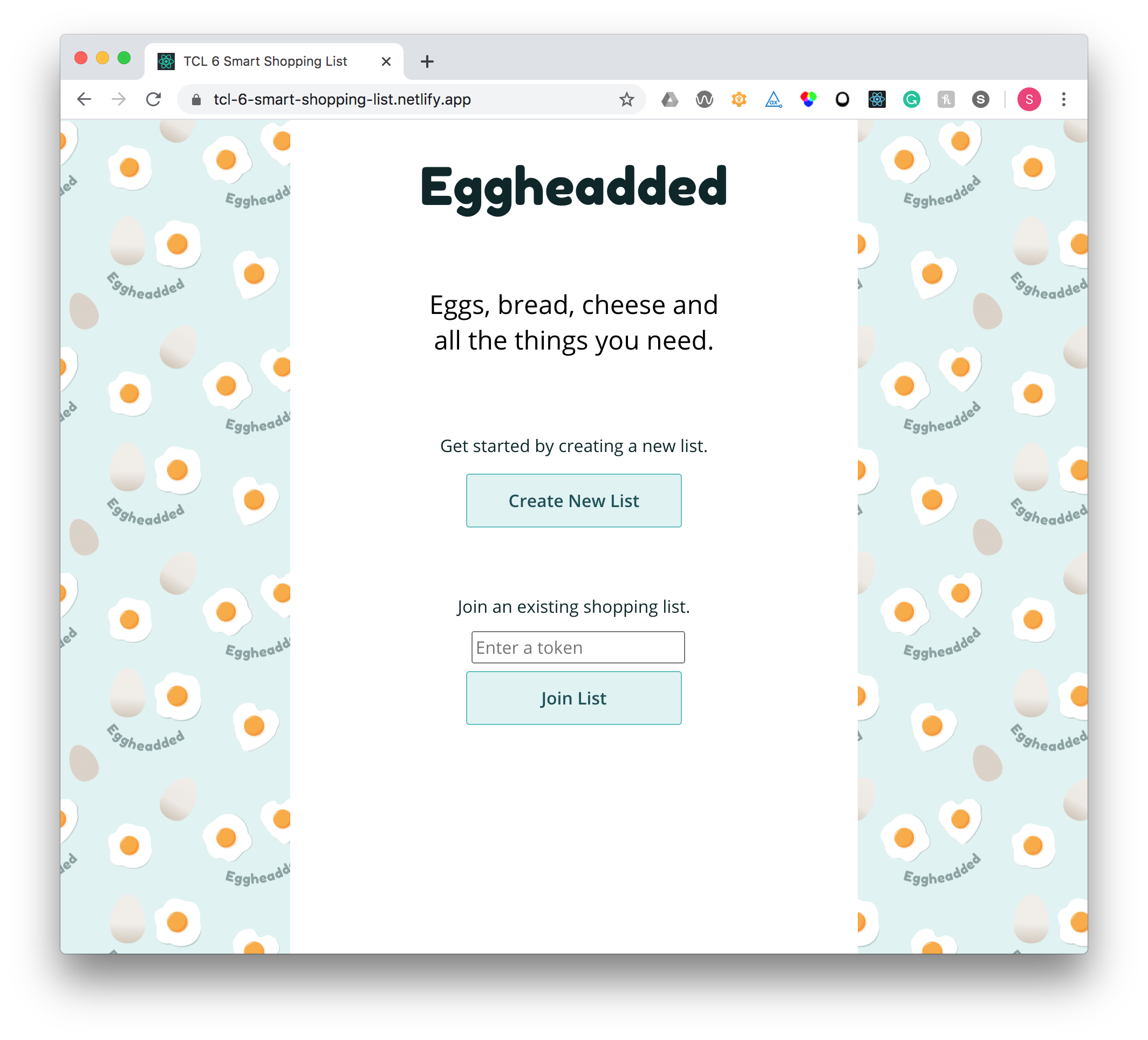 Eggheaded welcome screen