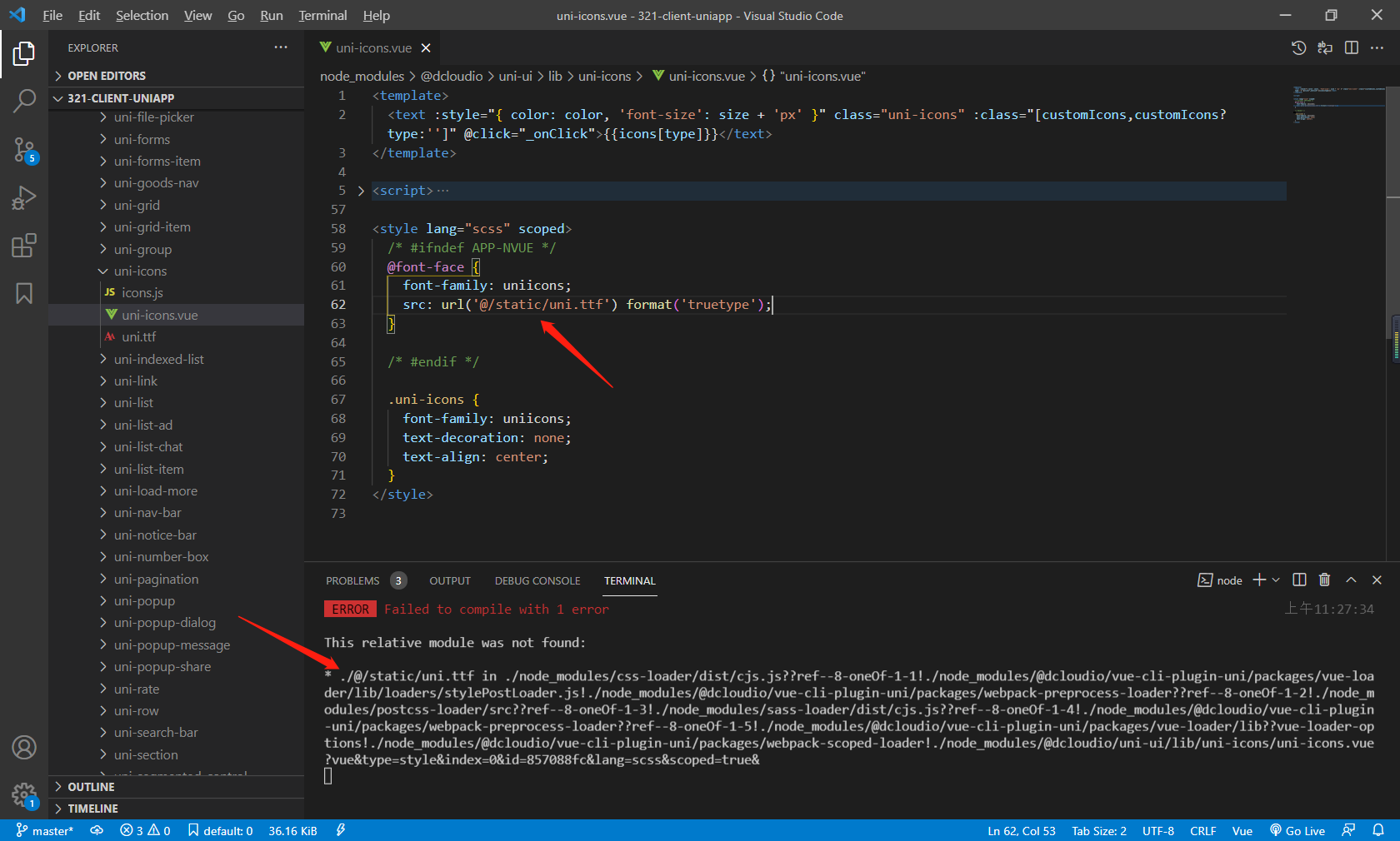 cli创建项目，图标依赖报错 · Issue #367 · dcloudio/uni-ui · GitHub