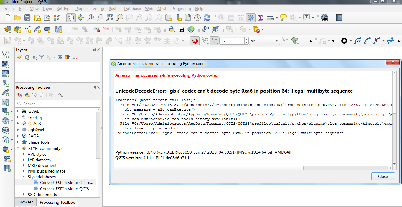 Python error in starting the process · Issue #98 · north-road/slyr · GitHub