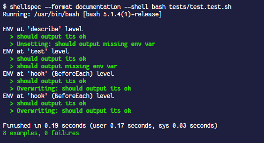 best practices to set env variables · shellspec shellspec · Discussion ...