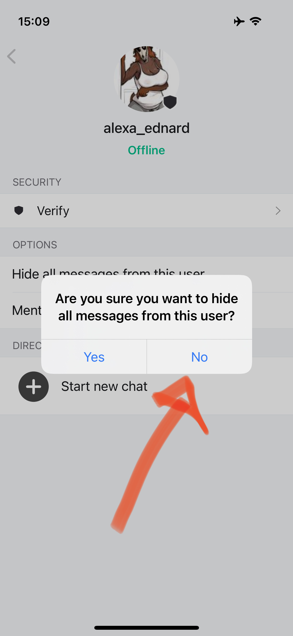 Hide user confirmation dialog