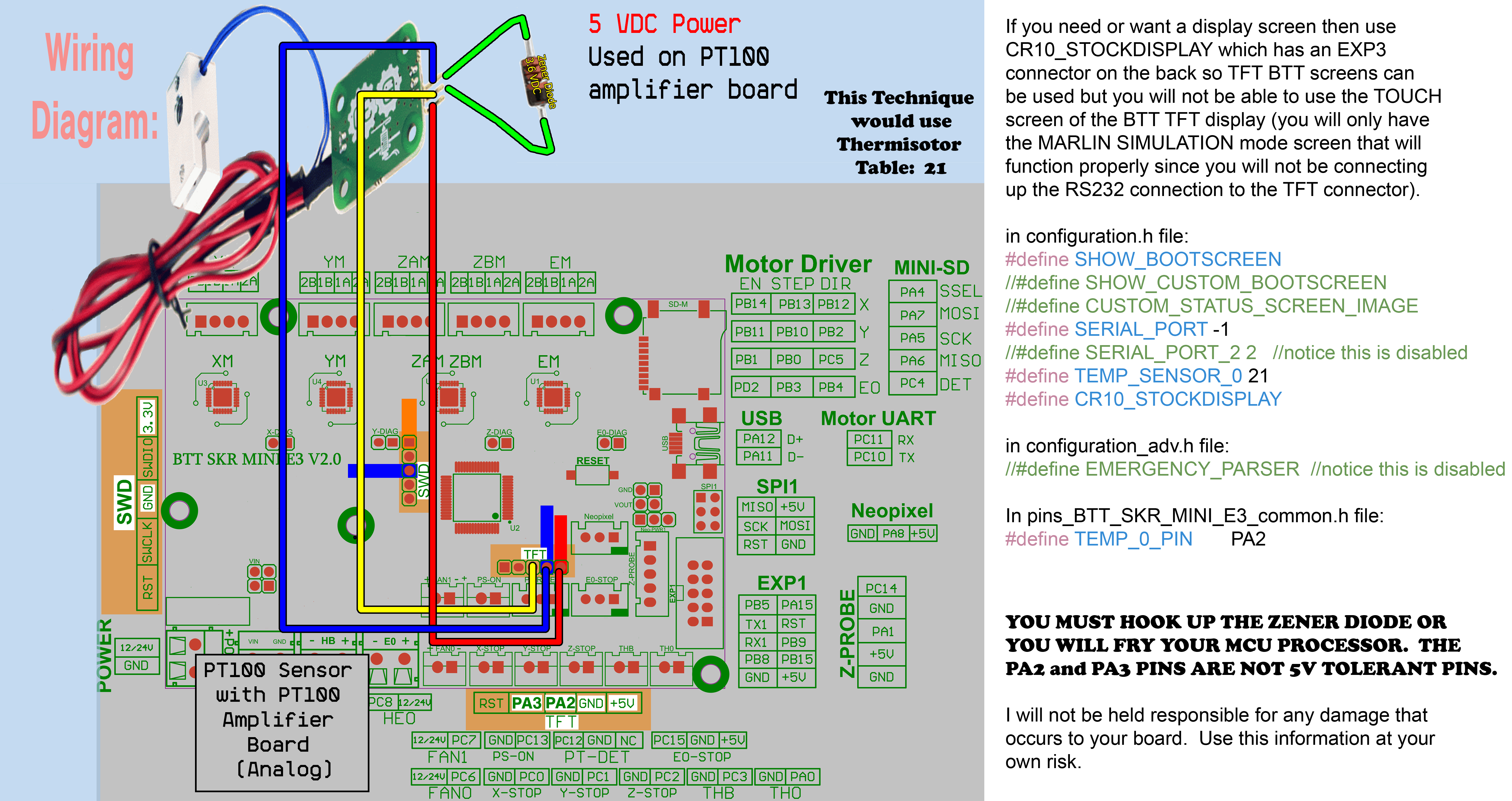 PT100 Analog hook up with 5 VDC power for SKR MINI E3 V2 0