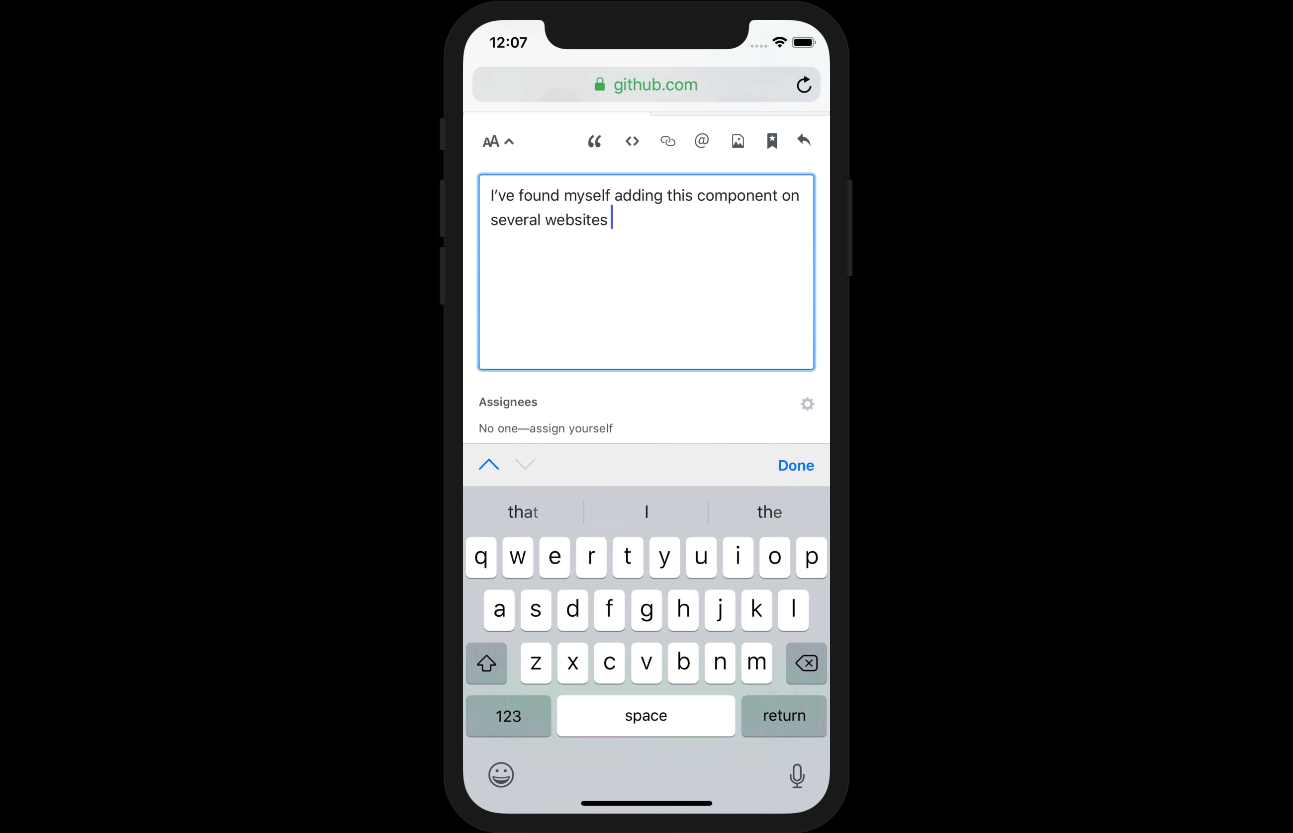 Screen recording of Markdown toolbar actions
