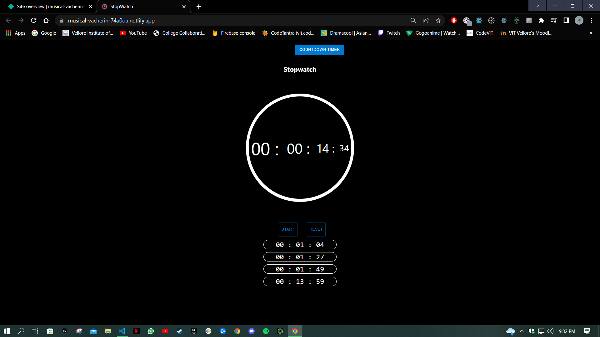 GitHub codesmash77/stopwatchandcountdowntimer A PWA react