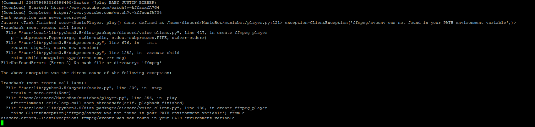 Bot wont play music · Issue #1403 · Just-Some-Bots/MusicBot · GitHub