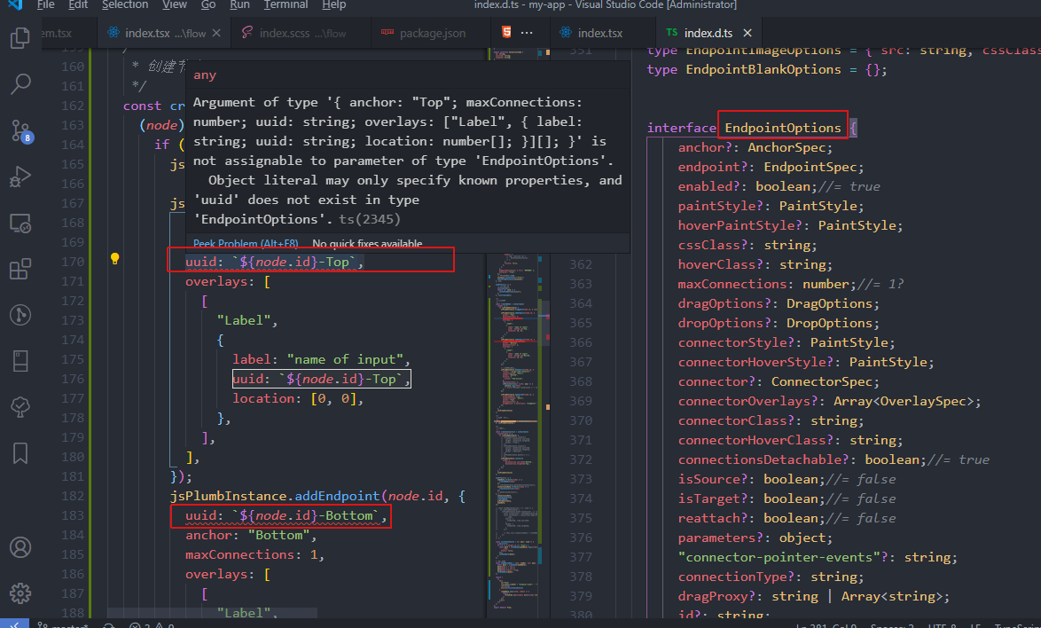The uuid attribute is missing for the addendpoint typescript type ...