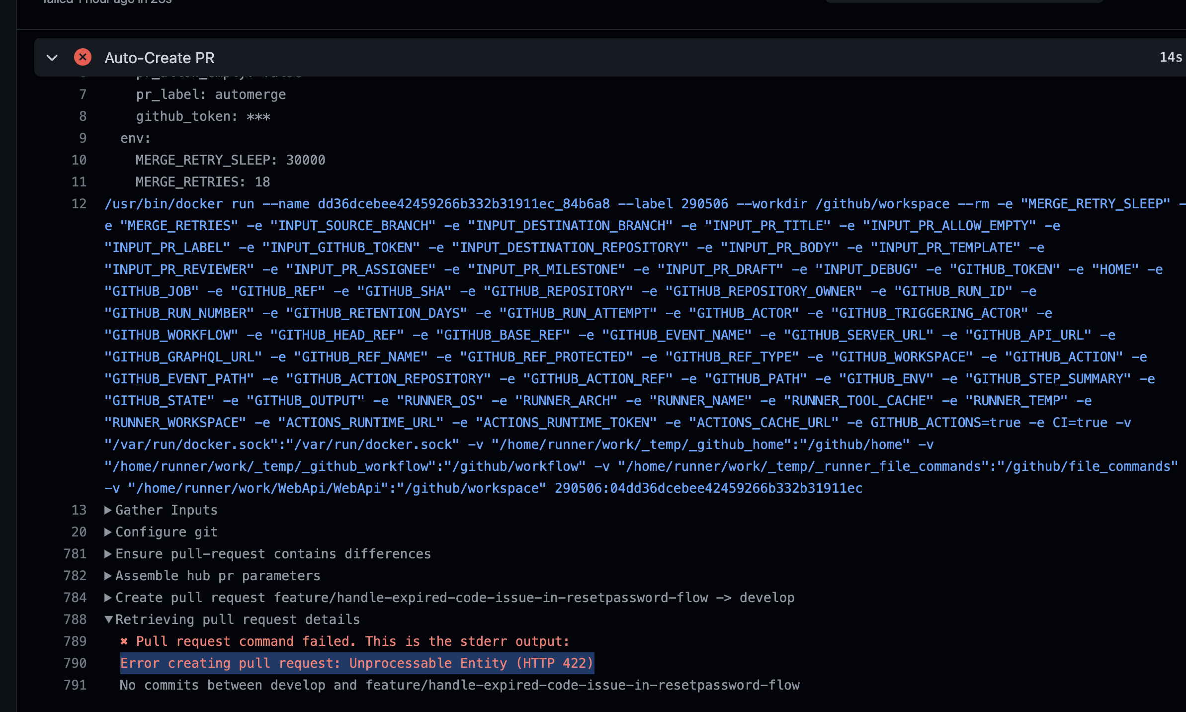 Error creating pull request: Unprocessable Entity (HTTP 422) · Issue ...