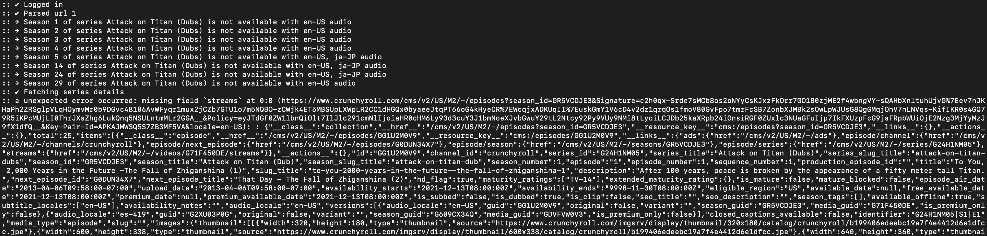 Error when archiving/downloading a series · Issue #171 · crunchy-labs ...