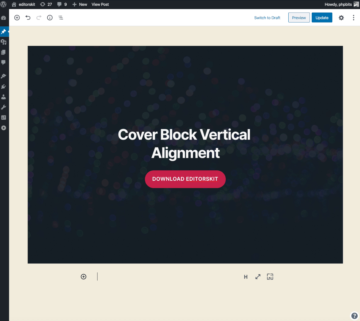 Add vertical alignment option to Cover Block