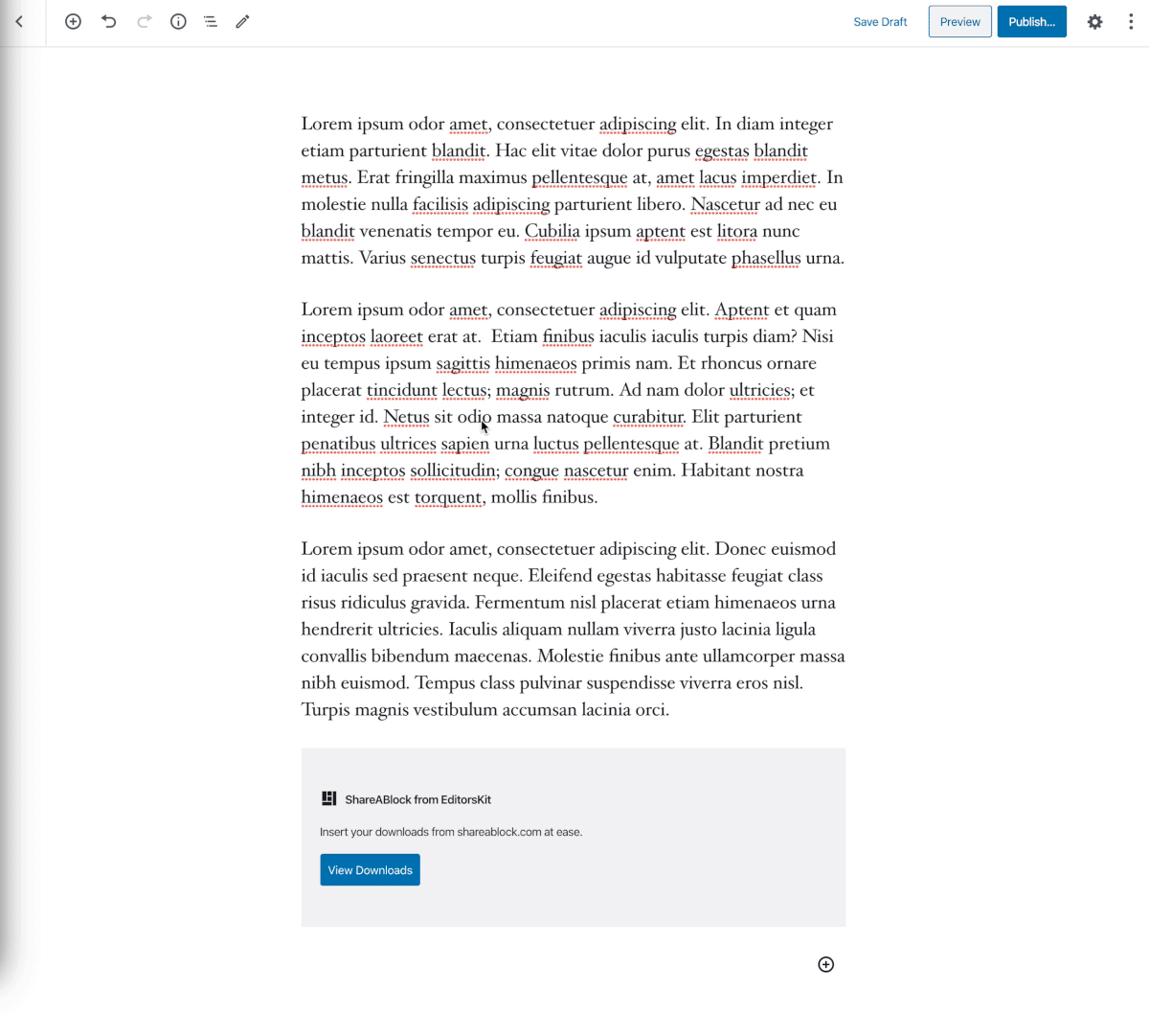 Gutenberg Special Characters Inserter Format