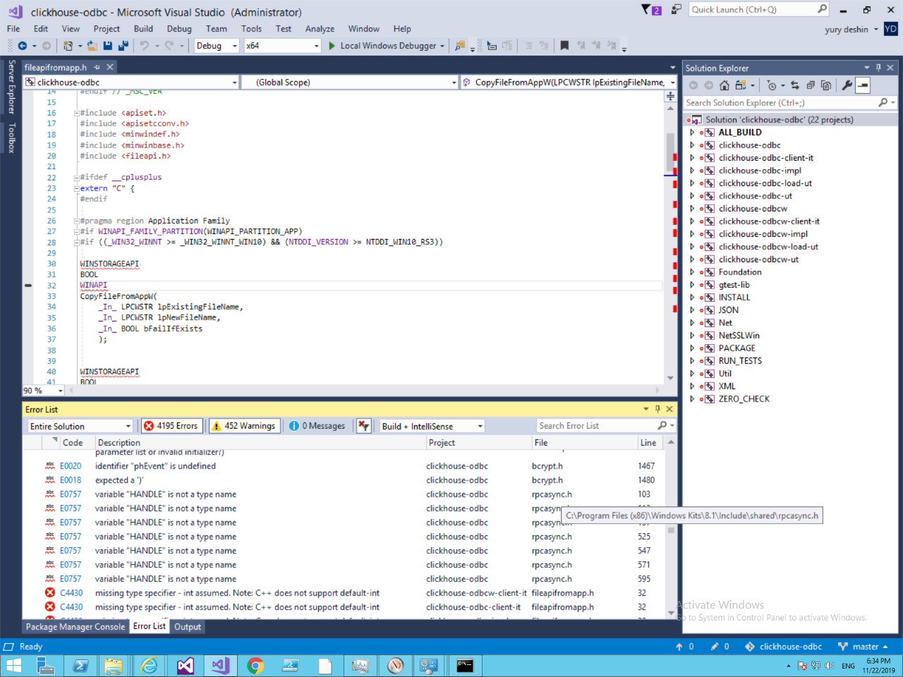 Проект не собирается в VS 2019 community edition · Issue #213 ·  ClickHouse/clickhouse-odbc