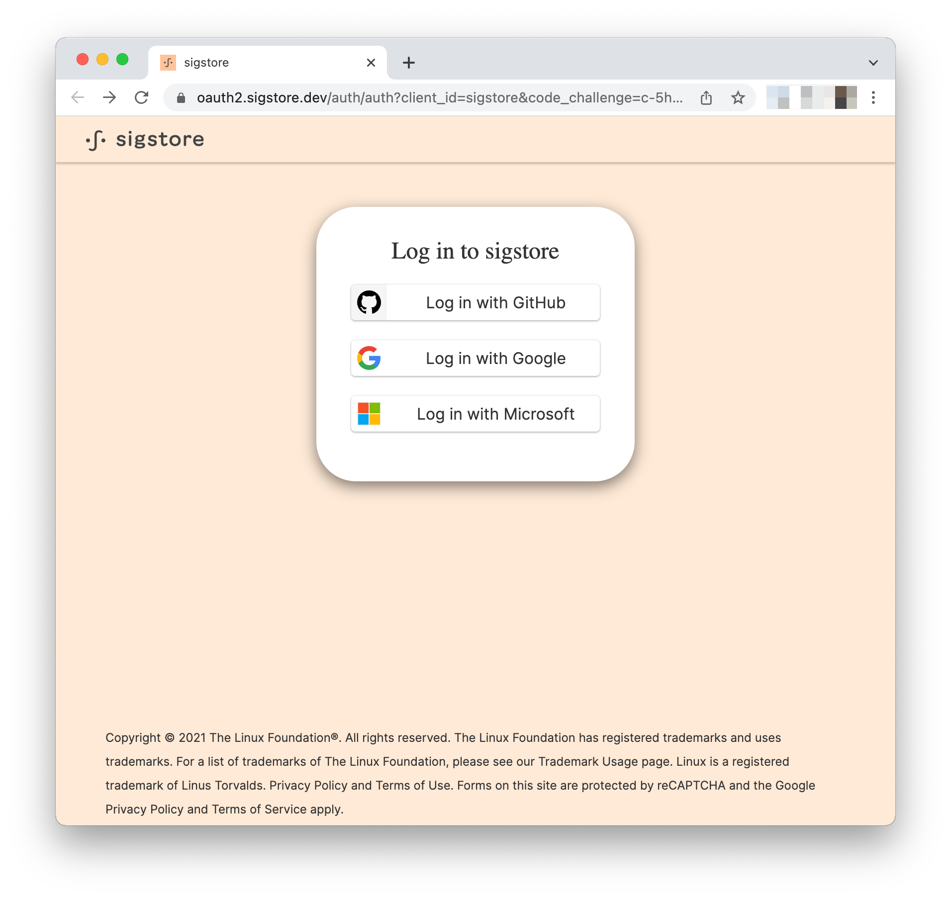 sigstore sign-in