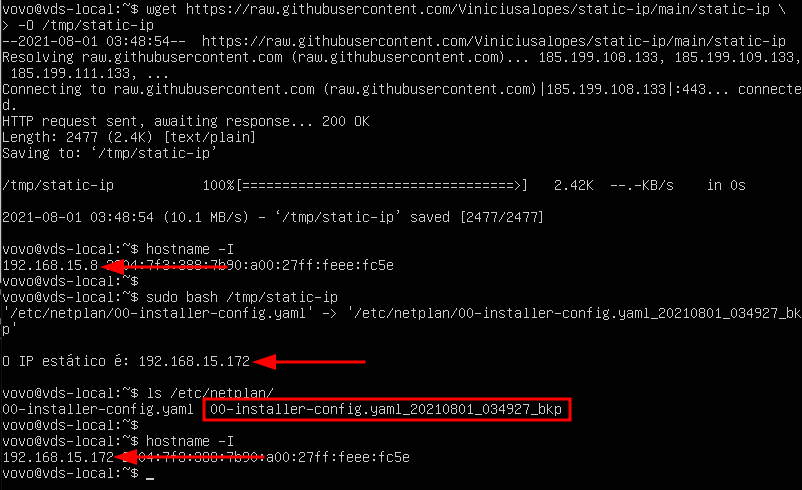 GitHub - Viniciusalopes/static-ip: Shell script to set IP to Ubuntu and ...